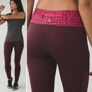 Lululemon speed tight brushed Bordeaux drama leggings size 2